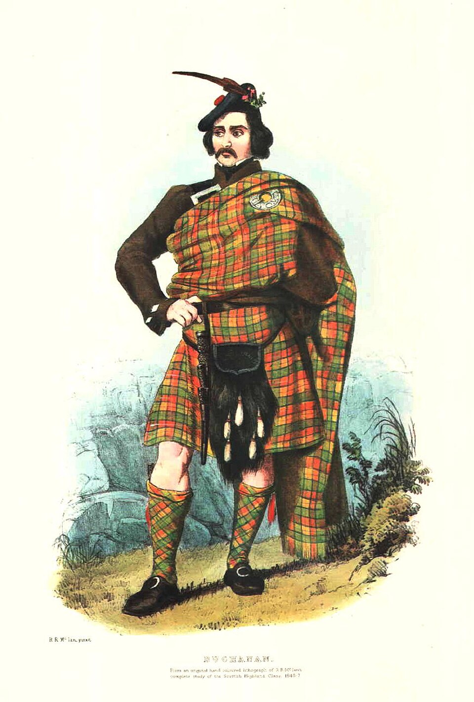 The Buchanan plate from R.R. McIan's The Clans of the Scottish Highlands, 1845.
