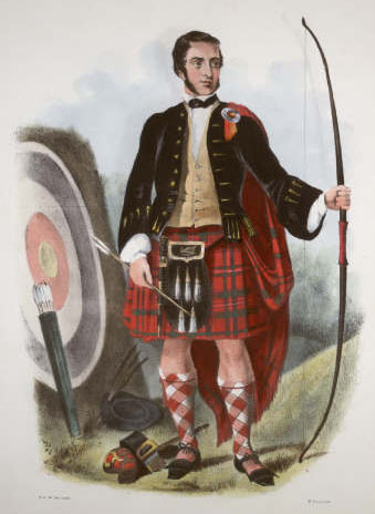 The MacKinnon plate from R.R. McIan's The Clans of the Scottish Highlands, 1845.