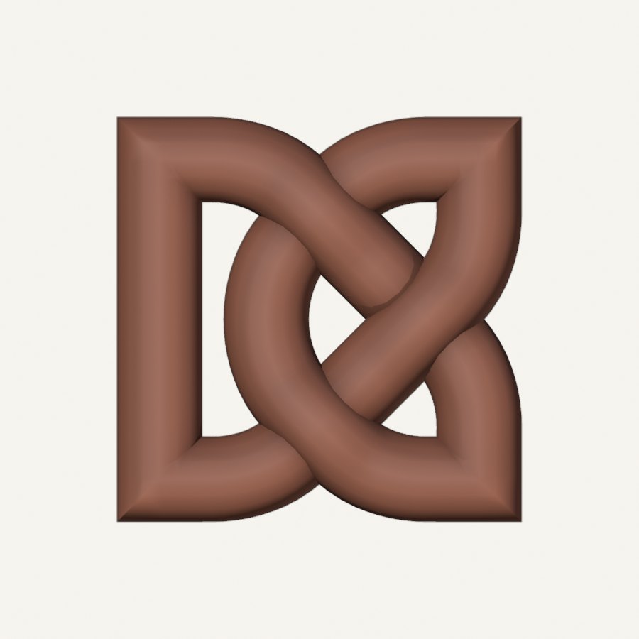 Meehan's Foundation Knot in round cord, corners drawn to a point with Leaf Points