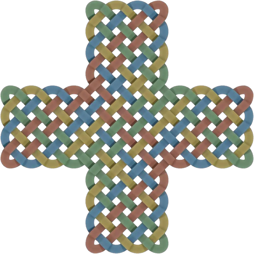 The Ulbster cross, a bundled knotwork pattern rendered by Celtic3d Knotwork for Blender